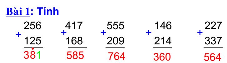 Bài giảng môn Toán lớp 3