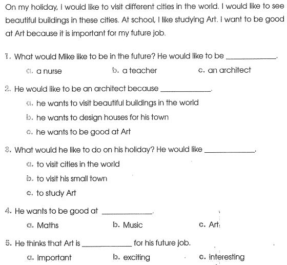 Đề luyện tập cuối tuần môn Tiếng Anh lớp 5 Unit 15, Review 3