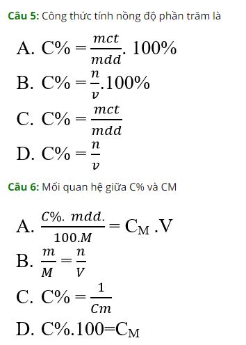 Trắc nghiệm Hóa 8