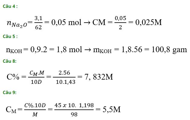Trắc nghiệm Hóa 8