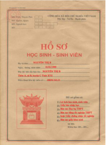 Hướng dẫn chuẩn bị hồ sơ xét tuyển học bạ THPT vào CĐ, ĐH