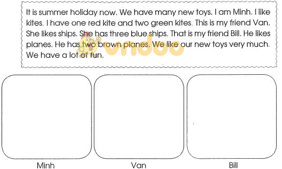 Bài tập tiếng Anh lớp 3 Unit 17: What toys do you like?