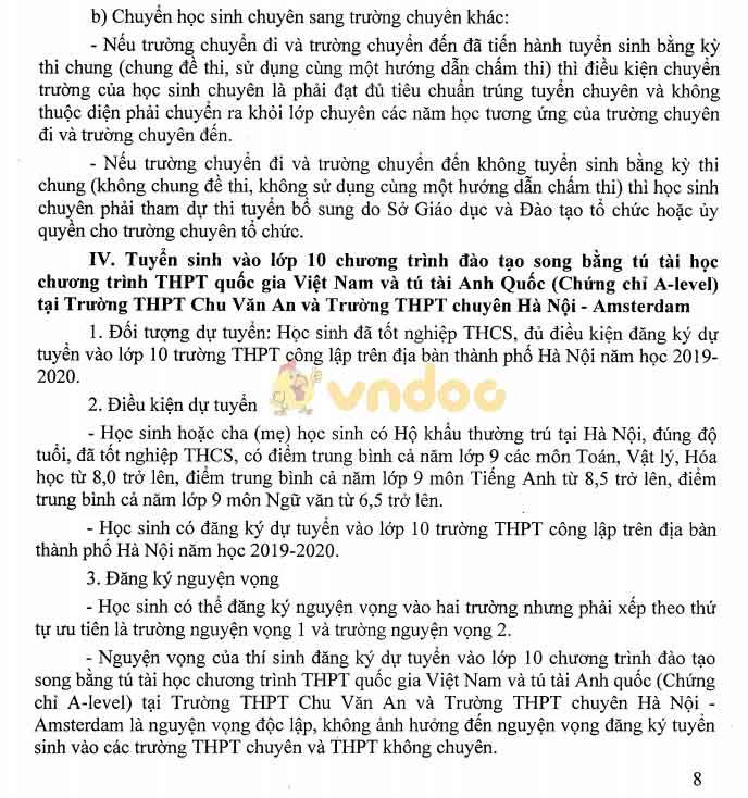 Phương án tuyển sinh vào lớp 10 tại Hà Nội năm học 2019 - 2020