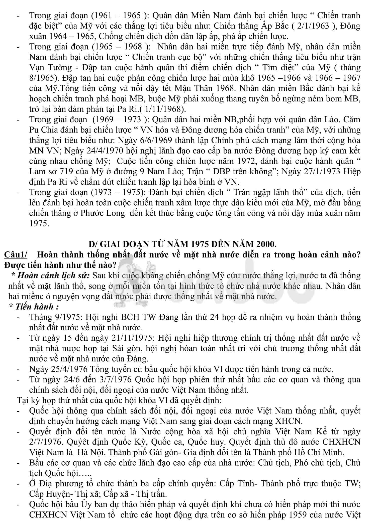 Đề cương ôn thi vào lớp 10 môn Lịch sử lớp 9