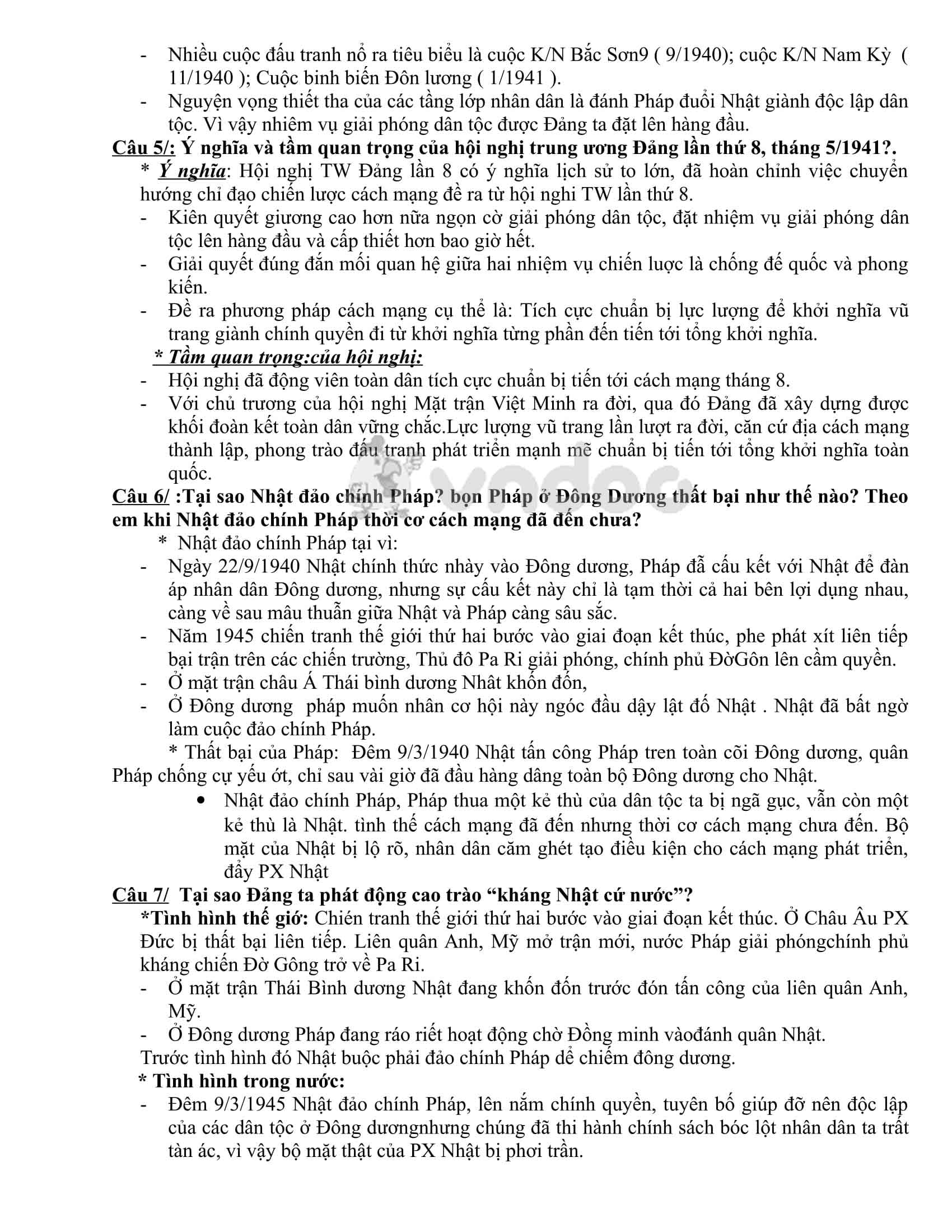 Đề cương ôn thi vào lớp 10 môn Lịch sử lớp 9