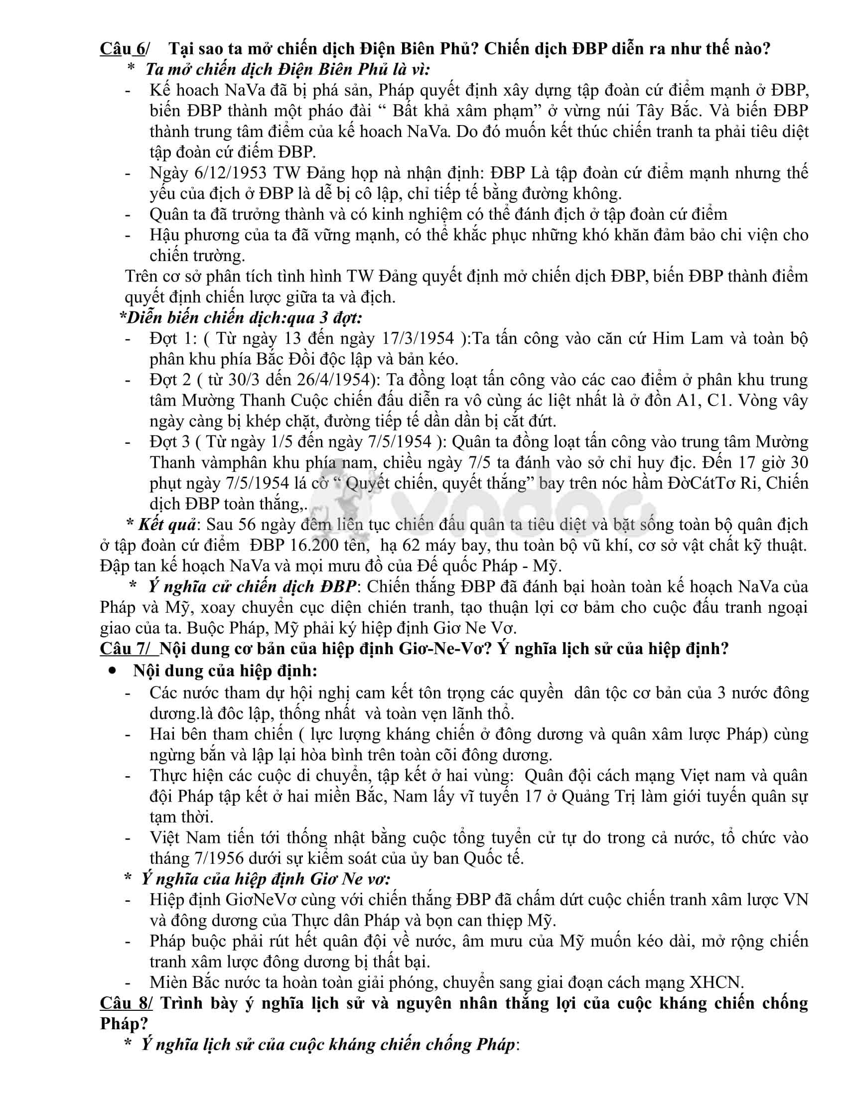 Đề cương ôn thi vào lớp 10 môn Lịch sử lớp 9