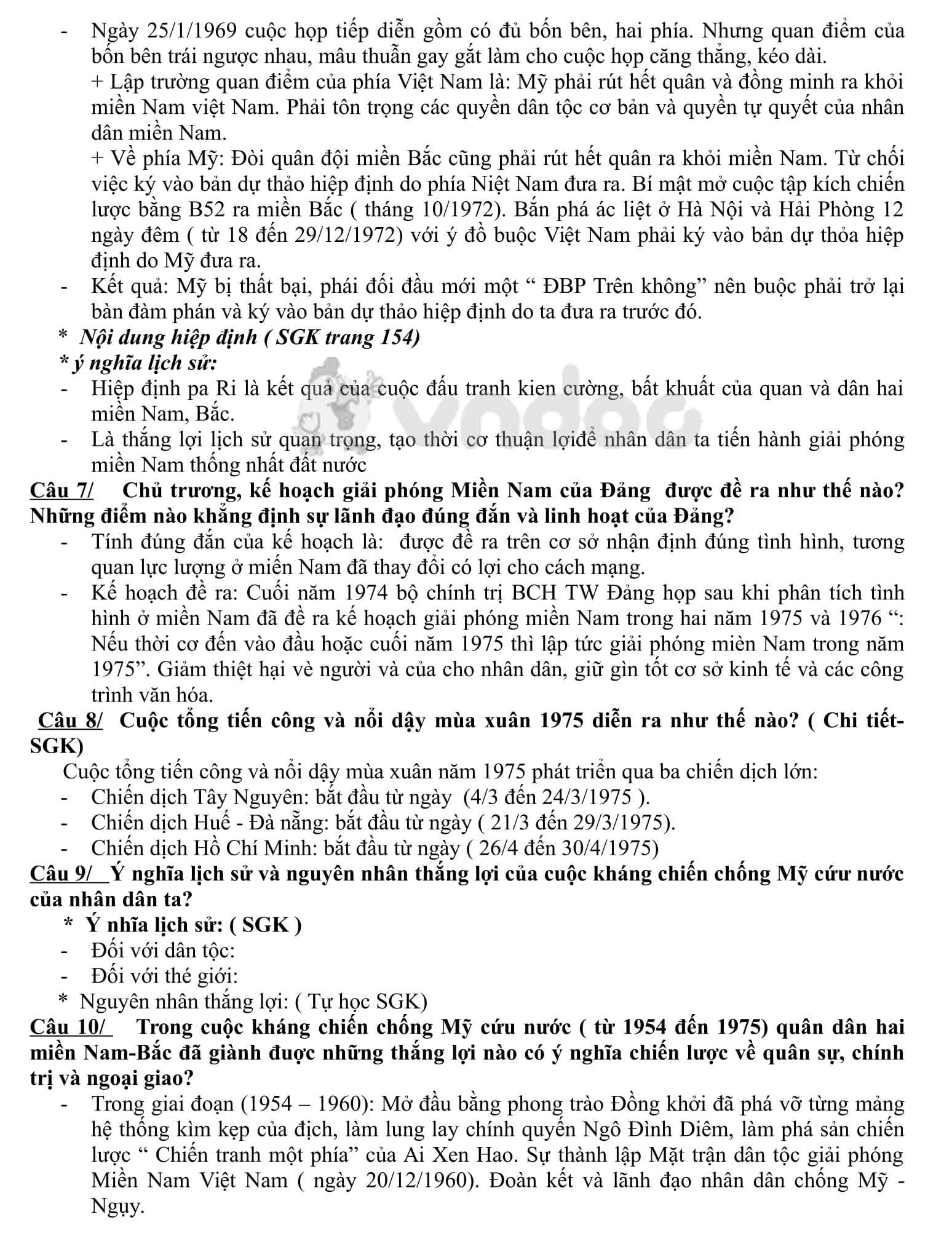 Đề cương ôn thi vào lớp 10 môn Lịch sử lớp 9