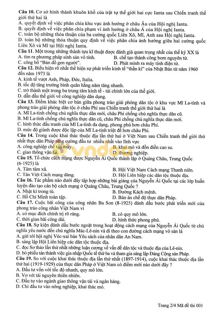 Định hướng ôn thi lớp 10 môn Lịch sử