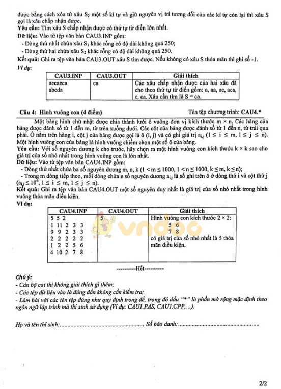 Đề thi chọn học sinh giỏi cấp thành phố lớp 9 môn Tin học Sở GD&ĐT Hà Nội năm học 2018 - 2019