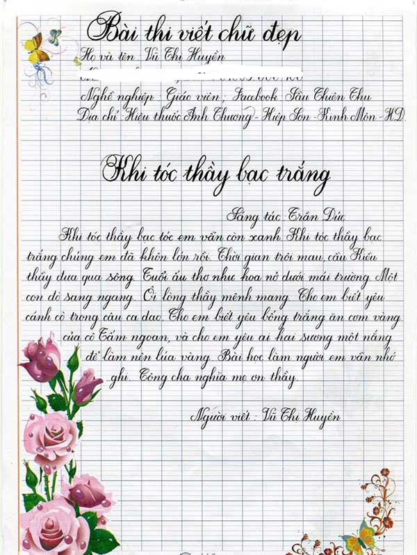 Đề thi viết chữ đẹp dành cho học sinh lớp 2