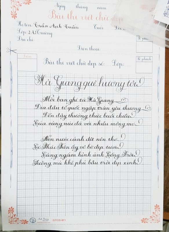 Đề thi viết chữ đẹp dành cho học sinh lớp 2