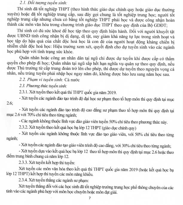 Phương án tuyển sinh