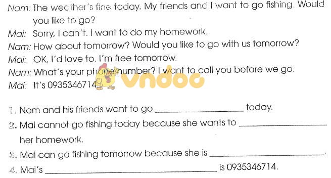 Bài tập tiếng Anh lớp 4 chương trình mới Unit 18 và Unit 19 có đáp án