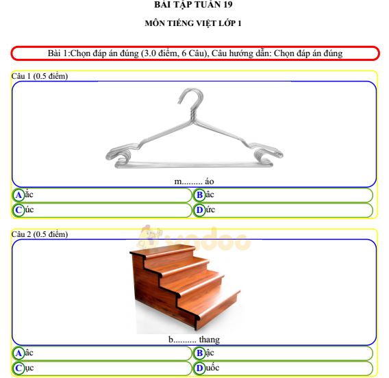 Bài tập theo tuần môn Tiếng việt lớp 1