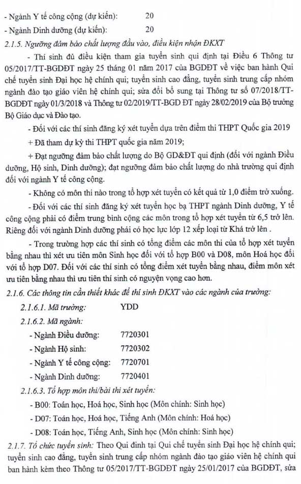 Phương án tuyển sinh của trường Đại học Điều dưỡng Nam Định