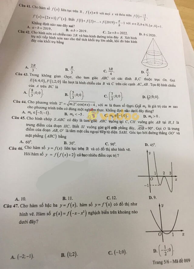 Đề thi thử THPT Quốc gia môn Toán năm 2019 Sở GD&ĐT Hà Nội