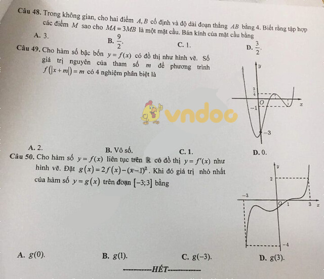 Đề thi thử THPT Quốc gia môn Toán năm 2019 Sở GD&ĐT Hà Nội