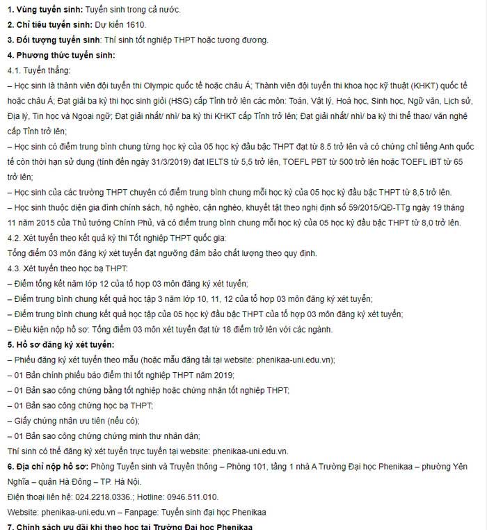 Phương án tuyển sinh của trường Đại học Thành Tây