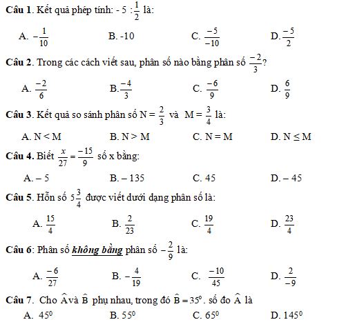 Đề thi học kì 2 lớp 6