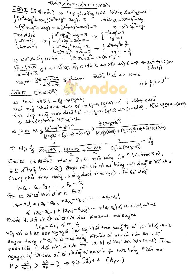 Đề thi thử vào lớp 10 môn Toán trường THPT Chuyên KHTN năm học 2019 - 2020 (Đợt 3)