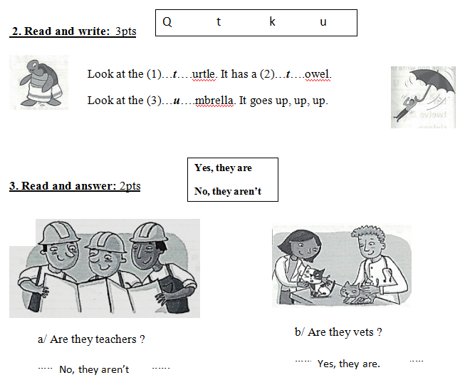 Đề thi học kì 2 lớp 1 môn Tiếng Anh