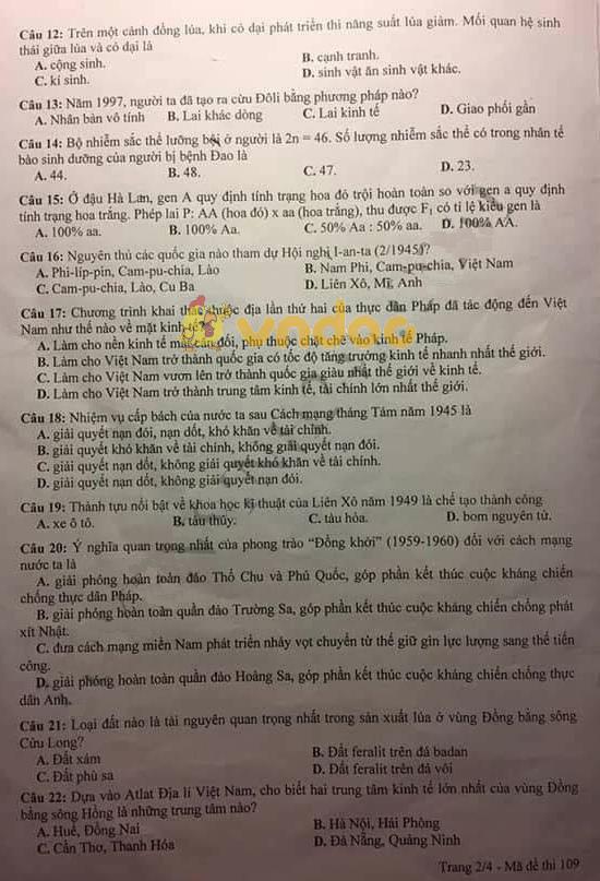 Đề thi tổ hợp tuyển sinh vào lớp 10 Sở GD&ĐT Hải Phòng năm học 2017 - 2018