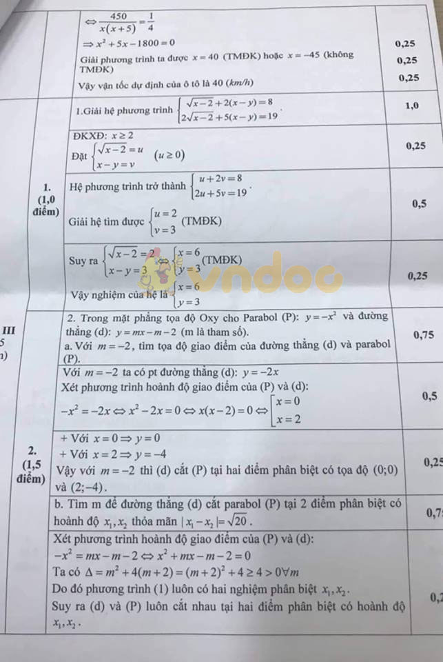 Đề thi học kì 2 lớp 9 môn Toán Phòng GD&ĐT Quận Cầu Giấy năm học 2018 - 2019