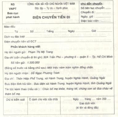 Tập làm văn: Điền vào giấy tờ in sẵn