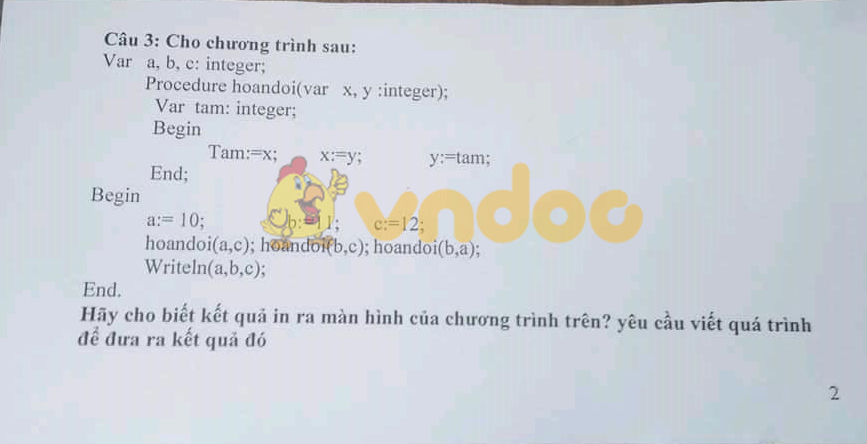 Đề thi học kì 2 lớp 11 môn Tin học năm 2018 - 2019