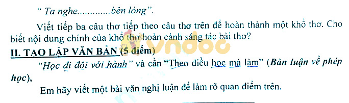 Đề thi học kì 2 lớp 8 môn Ngữ văn Phòng GD&ĐT Chơn Thành năm học 2018 - 2019