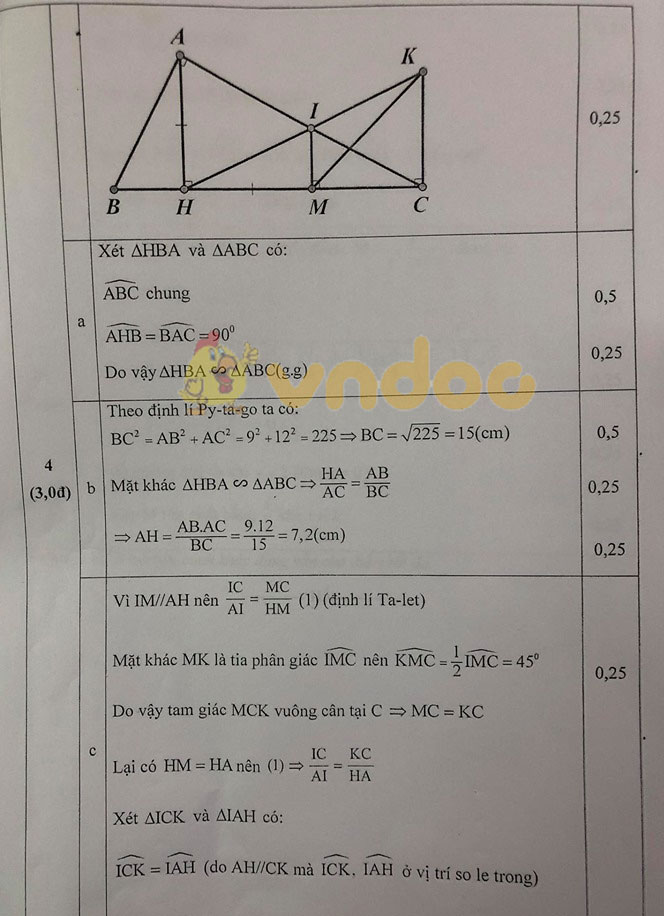 Đề thi học kì 2 lớp 8 môn Toán Phòng GD&ĐT TP Hải Dương năm học 2018 - 2019