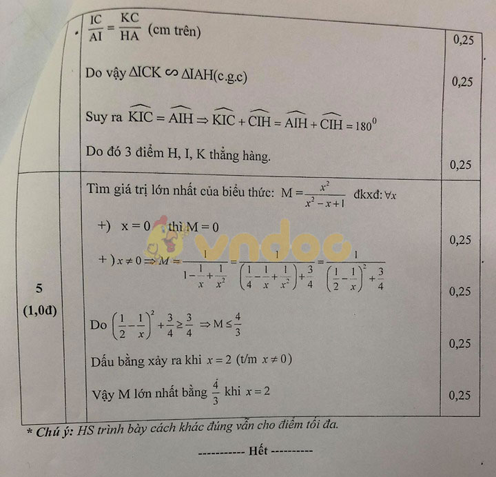 Đề thi học kì 2 lớp 8 môn Toán Phòng GD&ĐT TP Hải Dương năm học 2018 - 2019