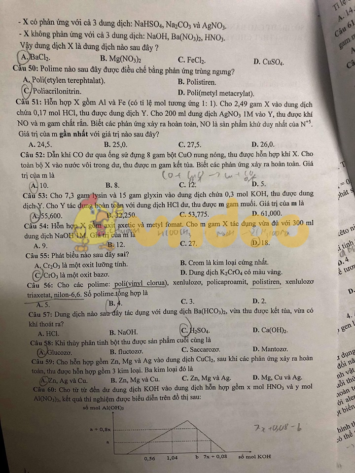 Đề thi thử THPT Quốc gia môn Hóa học năm 2019 