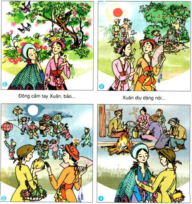 Giải bài tập Kể chuyện lớp 2: Chuyện bốn mùa câu 1