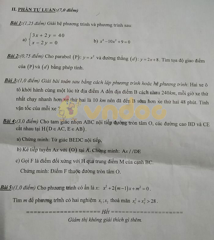 Đề thi học kì 2 lớp 9 môn Toán Phòng GD&ĐT huyện Krông Pắc năm học 2018 - 2019