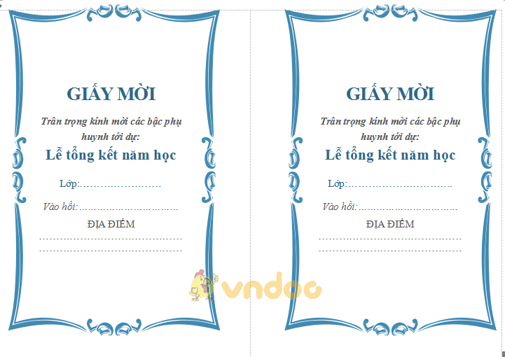 Mẫu giấy mời tổng kết năm học