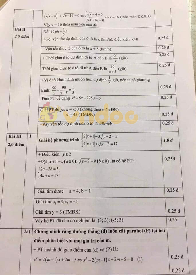 Đề thi thử vào lớp 10 môn Toán trường THCS Quan Trung, Đống Đa năm học 2018 - 2019 (vòng 2)