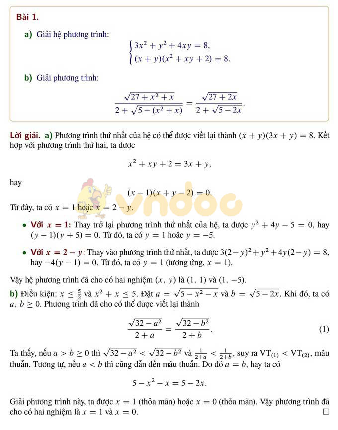 Đáp án đề thi tuyển sinh vào lớp 10 môn Toán Trường THPT Chuyên KHTN, Hà Nội năm học 2019 - 2020 (vòng 2)
