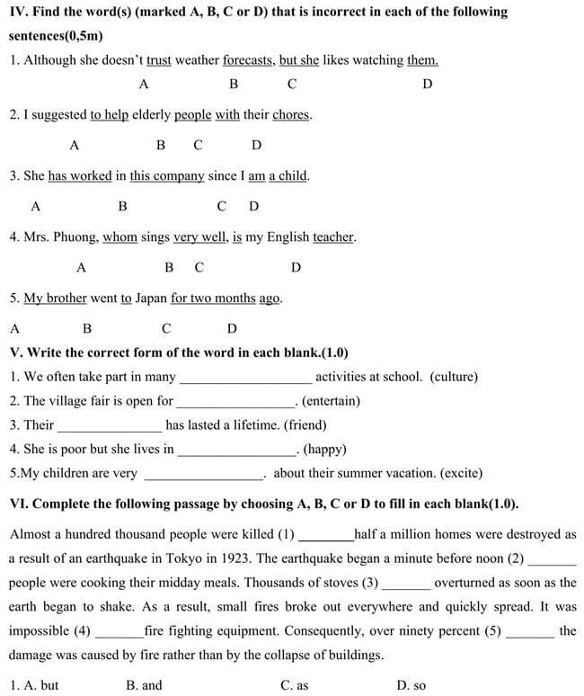 Đề thi vào lớp 10 môn Tiếng Anh