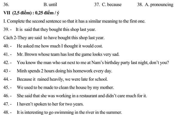 Đề thi vào lớp 10 môn Tiếng Anh