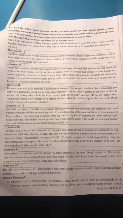 Đề thi vào lớp 10 chuyên Tiếng Anh