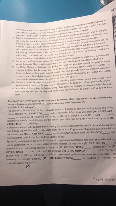 Đề thi vào lớp 10 chuyên Tiếng Anh