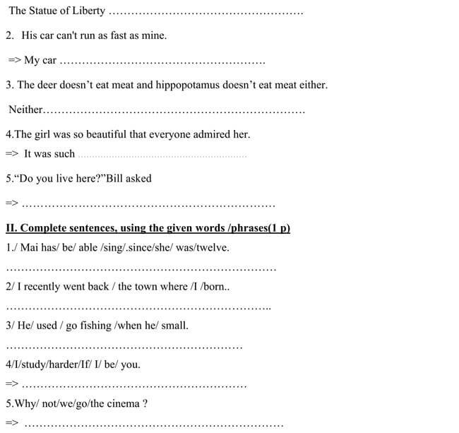 Đề thi vào lớp 10 môn Tiếng Anh