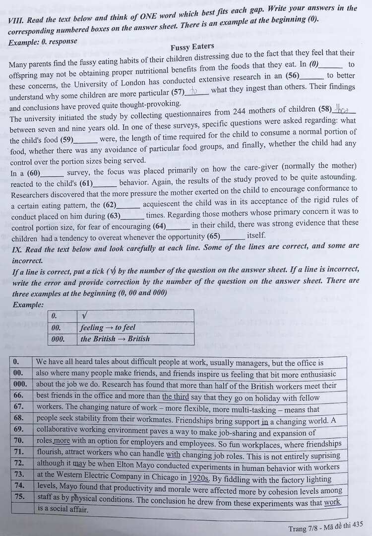 Đề thi vào lớp 10 chuyên Tiếng Anh