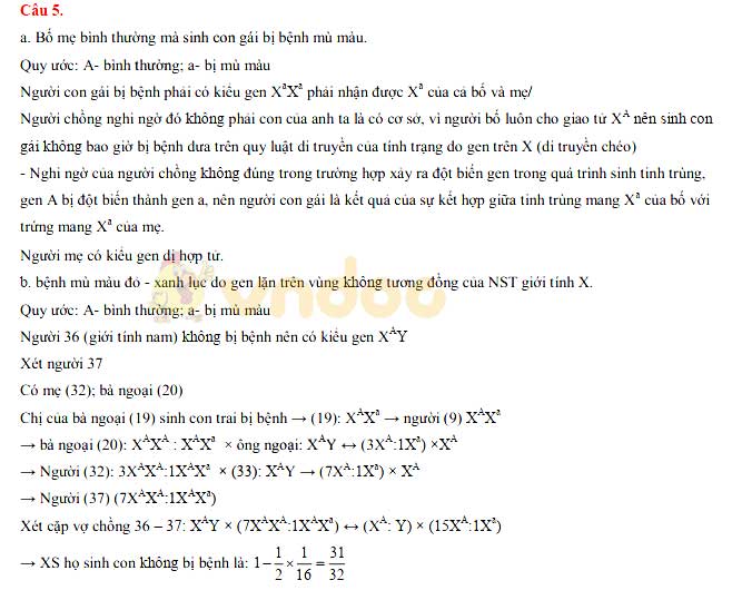 Đề thi tuyển sinh vào lớp 10 môn Sinh học Trường THPT Chuyên KHTN, Hà Nội năm học 2019 - 2020