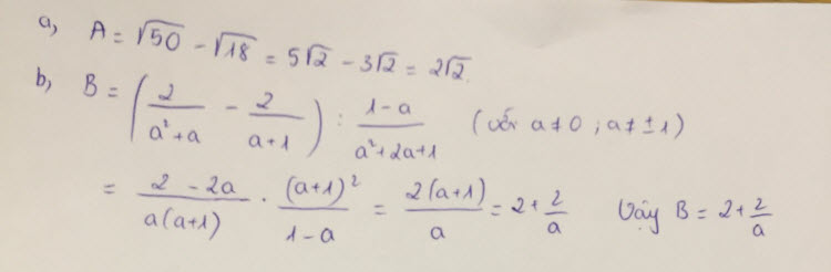 Đáp án đề thi vào lớp 10 môn Toán tỉnh Hà Tĩnh 2019