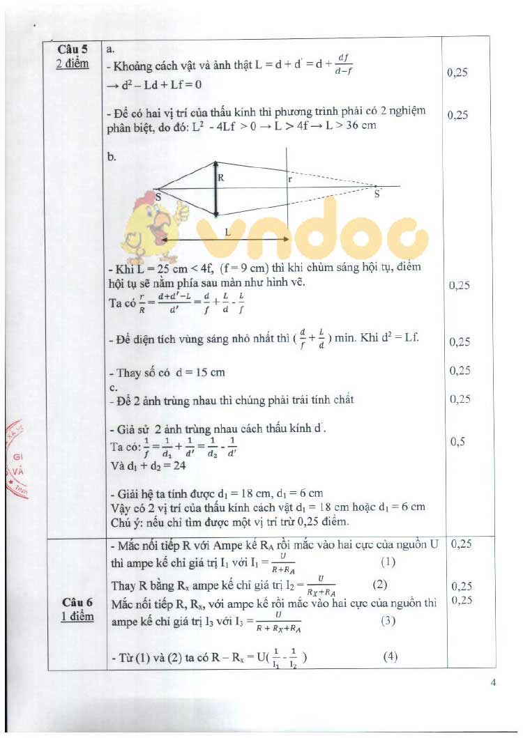 Đề thi tuyển sinh vào lớp 10 môn Vật lý THPT Chuyên Sở GD&ĐT Thái Bình năm học 2019 - 2020 (chuyên Lý)