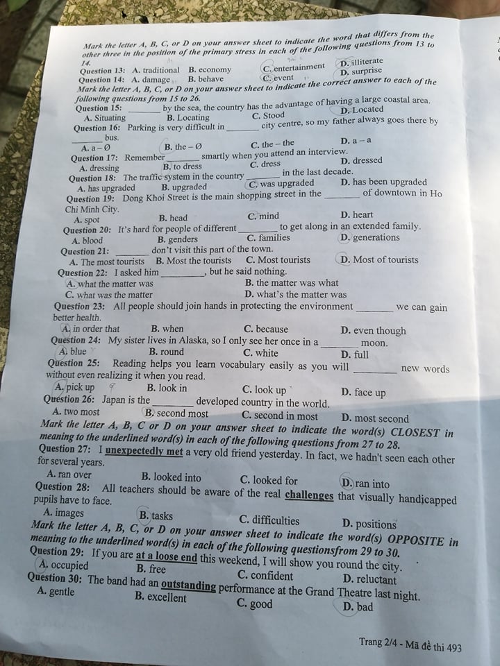 Đề thi vào lớp 10 môn Tiếng Anh