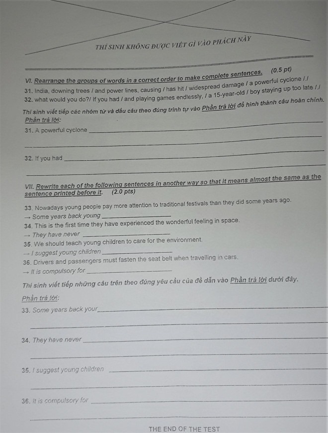 Đề thi vào lớp 10 môn Tiếng Anh