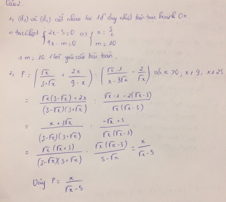 Đáp án đề thi vào lớp 10 môn Toán Thành phố Hải Dương năm 2019